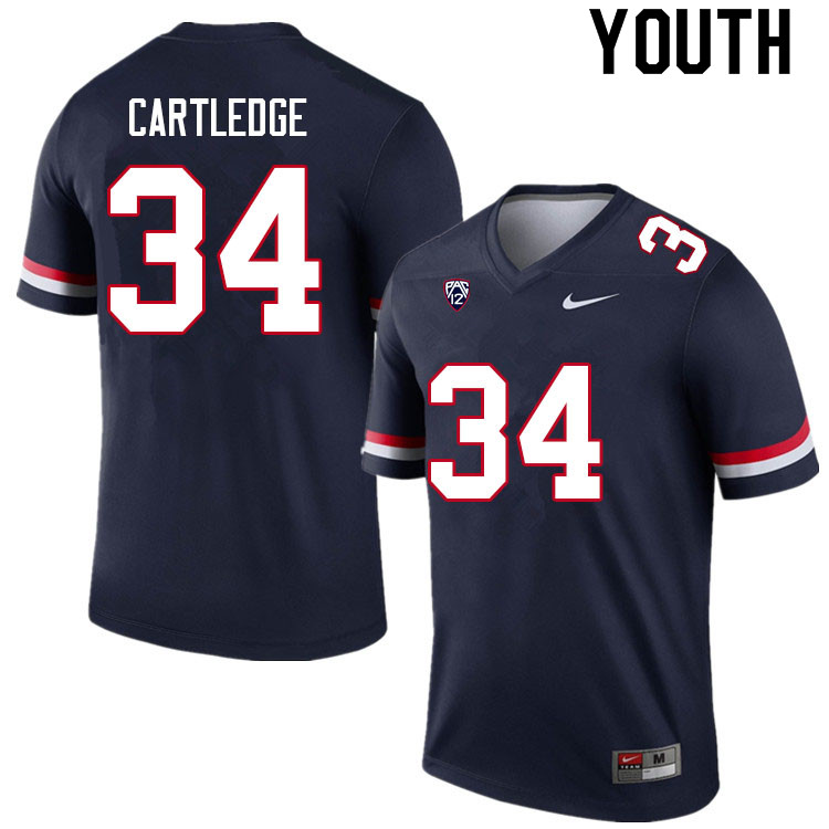 Youth #34 Trey Cartledge Arizona Wildcats College Football Jerseys Sale-Navy